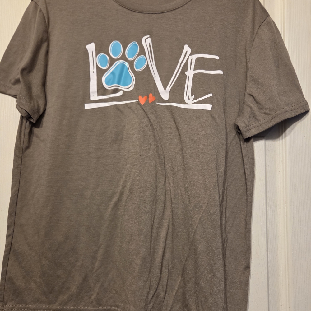 Gray Love Paw Print Dog T-Shirt